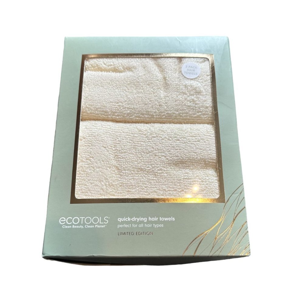 EcoTools Cream Recycled Microfiber Quick-Drying Hair Towels 2 Pack